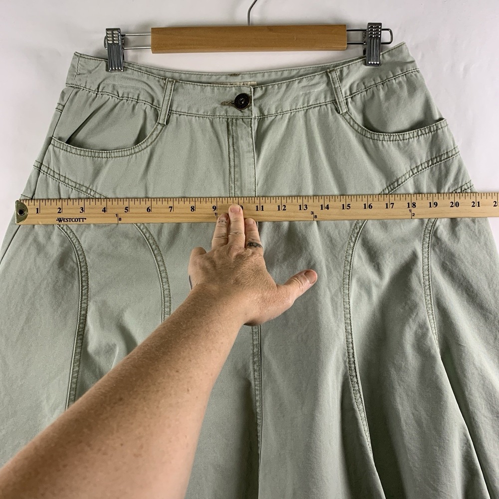 VTG Y2K Romantic Cowgirl Midi Skirt Sz 12 Sage Green Country Festival Paneled - Picture 6 of 10